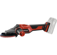 Einhell Akku-Winkelschleifer Professional mit Zusatzhandgriff und aufgesetztem Power X-Change Akku.