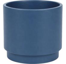 Zylindrischer Blumentopf aus Keramik in Blau.