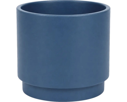 Zylindrischer Blumentopf aus Keramik in Blau.