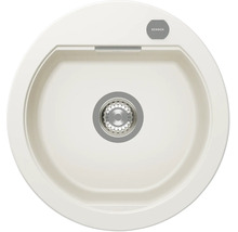 Runde Einbauspüle von Schock mit einem Becken und zentralem Abfluss.