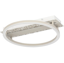 LED-Deckenleuchte mit einem kreisförmigen Lichtring und einer rechteckigen Basis in Steinoptik.