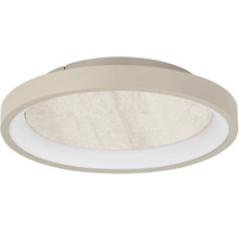 Runde LED-Deckenleuchte mit marmorierter Diffusorfläche und schlichtem Rahmen.