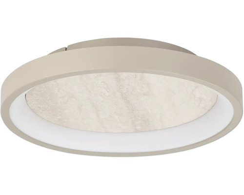 Runde LED-Deckenleuchte mit marmorierter Diffusorfläche und schlichtem Rahmen.