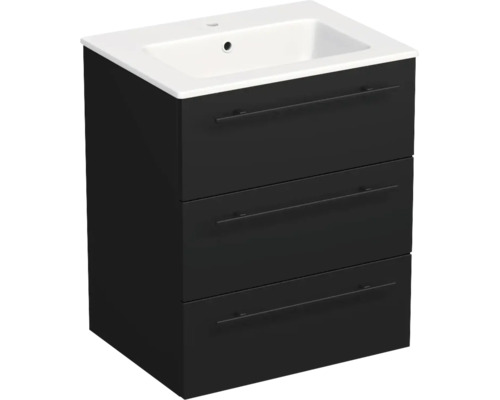Waschbeckenunterschrank mit drei Schubladen und integriertem Waschbecken.