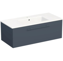 Waschtischunterschrank mit integriertem Waschbecken, eine Schublade mit Griff, wandhängend.