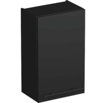 Wandhängeschrank in Schwarz matt mit rechteckigem Design für Badezimmer oder Stauraum.