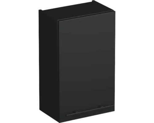 Wandhängeschrank in Schwarz matt mit rechteckigem Design für Badezimmer oder Stauraum.