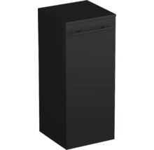 Schwarzer Badezimmer-Seitenschrank mit einer Tür und horizontalem Griff.