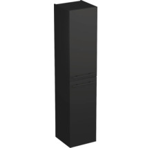 Badezimmer-Hochschrank in Schwarz mit zwei Türen und zwei Griffen in Mattoptik.