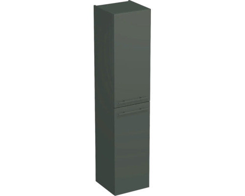 Hochschrank für das Badezimmer mit zwei Türen und horizontalen Griffen.