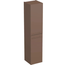 Hoher Badezimmerschrank mit zwei Türen und horizontalen Griffen in Braun.