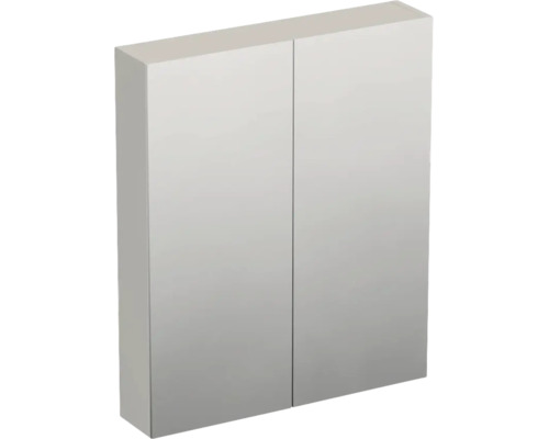 Zweitüriger Spiegelschrank für das Badezimmer mit verspiegelter Front und rechteckigem Design.