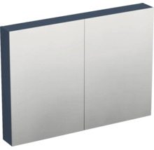 Zweitüriger Spiegelschrank für das Badezimmer mit zwei großen Spiegelflächen und dunklem Korpus.