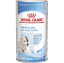 Royal Canin Welpenmilch Babydog Milk, Milchersatz für Welpen von null bis zwei Monaten, 400 Gramm Dose mit Royal Canin Logo.