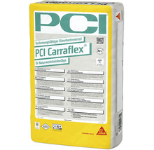 PCI Carraflex verformungsfähiger Dünnbettmörtel für Naturwerksteinbeläge, weiß, für innen und außen, Wand und Boden.
