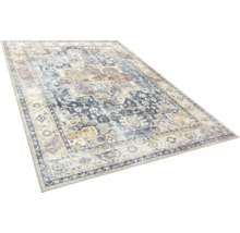 Rechteckiger Teppich mit Vintage-Muster im Orient-Stil, gewebt, Kurzflor, blau-beige gemustert.