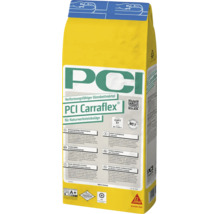 PCI Carraflex verformungsfähiger Dünnbettmörtel für Natursteinbeläge, 5 Kilogramm Sack, Sika Logo.