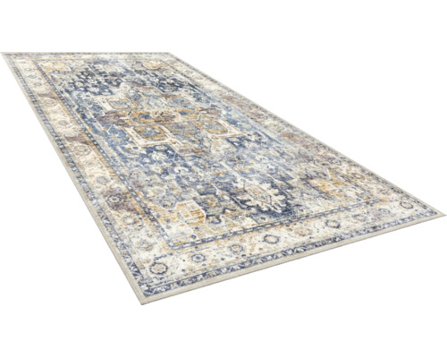 Rechteckiger Teppich mit orientalischem Vintage-Muster im Used-Look.