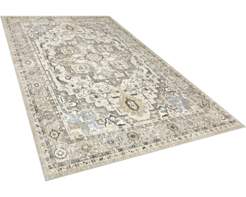 Rechteckiger Teppich mit traditionellem orientalischem Muster und Vintage-Optik.