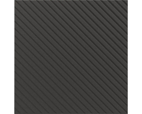 Schwarze Gummimatte mit diagonalem Rillenprofil.