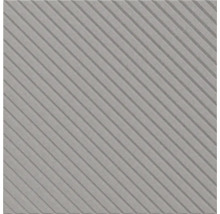 Quadratische Fliese mit strukturierter Oberfläche und diagonalen parallelen Rillen.
