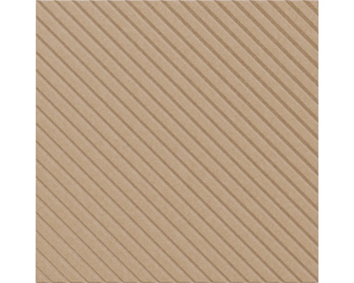 Quadratische Fliese mit diagonalen Rillen und strukturierter Oberfläche.
