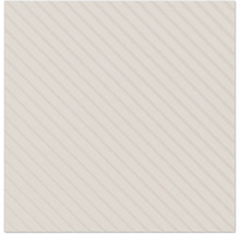Beige quadratische Wandfliese mit diagonaler Reliefstruktur und Rillenoptik.