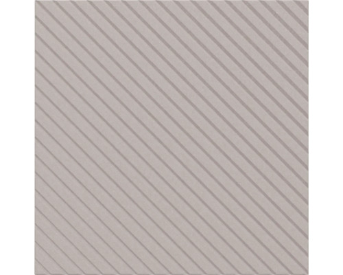 Quadratische Fliese mit diagonal verlaufenden Rillen und strukturierter Oberfläche.