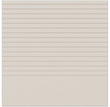 Beige Wandfliese aus Keramik mit horizontaler Linienstruktur im oberen Teil und glatter Oberfläche im unteren Bereich.