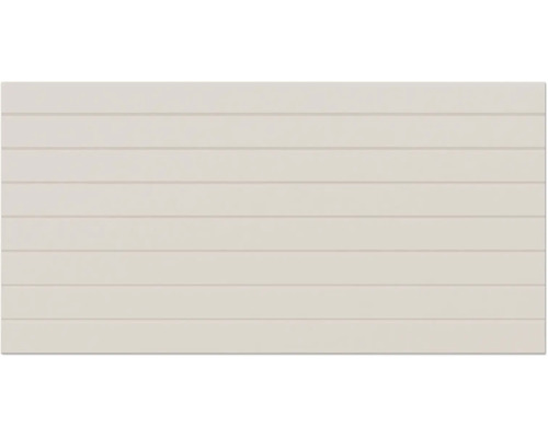 Rechteckige Wandfliese in Beige mit horizontalen Rillen und matter Oberfläche.