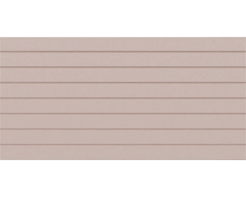 Wandfliese mit horizontaler Linienstruktur, matt, Taupe.