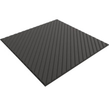 Quadratische Antivibrationsmatte aus Gummi mit diagonal gerippter Oberflächenstruktur.