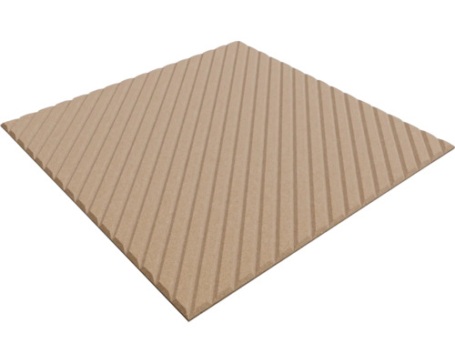 Quadratische Platte mit diagonal verlaufender Rillenstruktur.