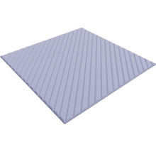 Quadratische Platte mit parallelen, diagonal verlaufenden Rillen auf der Oberfläche.