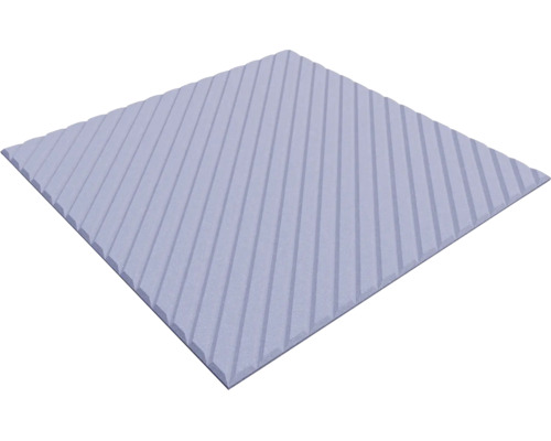 Quadratische Platte mit parallelen, diagonal verlaufenden Rillen auf der Oberfläche.