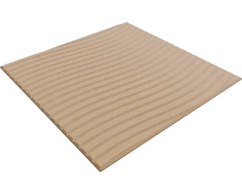 MDF-Platte mit gewellter Oberflächenstruktur, rechteckig, Holzwerkstoff.