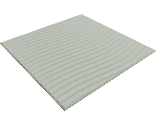 Quadratische Wandfliese mit wellenförmiger, gerippter Oberflächenstruktur.