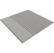 Quadratische Platte mit geriffelter Oberfläche und einem glatten Randstreifen, Steinoptik.