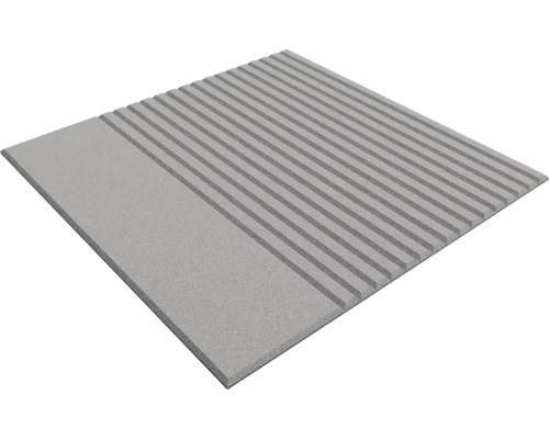 Quadratische Platte mit geriffelter Oberfläche und einem glatten Randstreifen, Steinoptik.