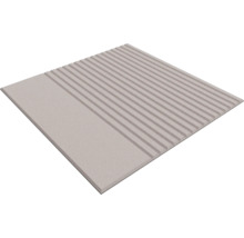 Rechteckige Fliese mit einer teils glatten und teils gerillten Oberfläche für die Wand- oder Bodengestaltung.