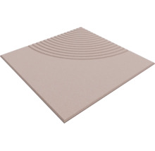 Quadratische Bodenfliese mit Zen-Muster, strukturierte Oberfläche mit konzentrischen Rillen, Steinoptik.