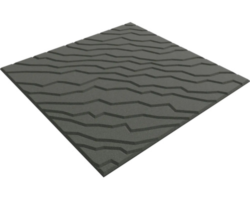 Quadratische Terrassenplatte in Dunkelgrau mit strukturierter Oberfläche in Steinoptik.