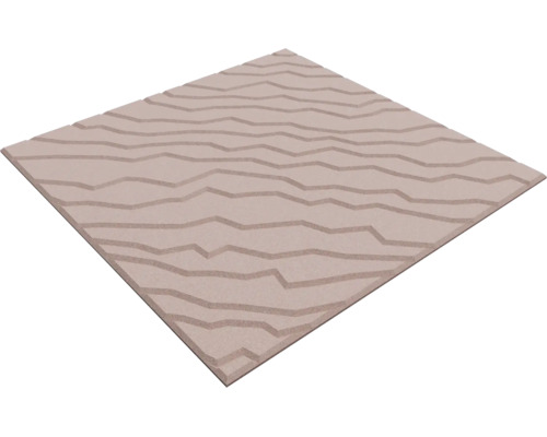 Quadratische Wandfliese mit strukturierter Oberfläche und Wellenmuster in Reliefoptik.