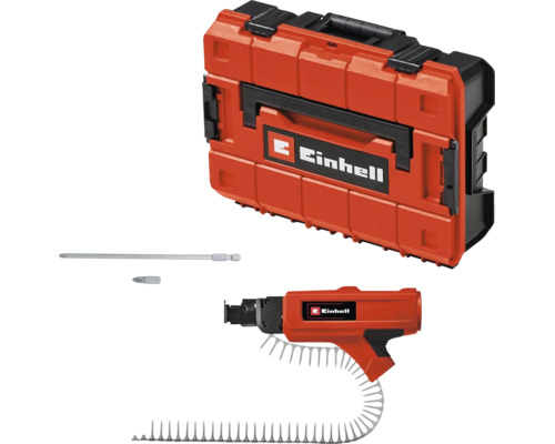 Einhell Magazinvorsatz für Trockenbauschrauber mit Schraubengurt, zwei Bits und einem stabilen Transportkoffer.