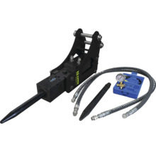 Zipper Hydraulikhammer für Minibagger inklusive Meißel, Hydraulikschläuchen und Manometer-Set.