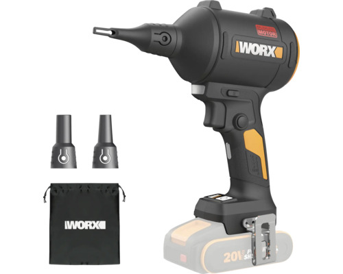 WORX Akku Gebläse mit bürstenlosem Motor, inklusive Düsen und Aufbewahrungsbeutel, für 20 Volt Akkusystem