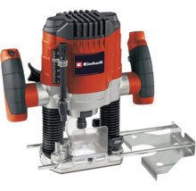 Einhell Oberfräse mit Parallelanschlag, Tiefeneinstellung und ergonomischen Griffen für die Holzbearbeitung.