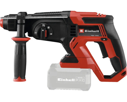 Einhell Akku-Bohrhammer mit Zusatzhandgriff und Funktionswahlschalter aus der Power X-Change Serie.