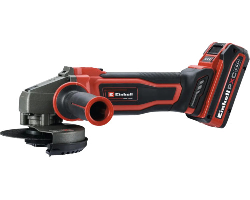 Einhell Akku-Winkelschleifer mit Zusatzhandgriff und 3,0 Amperestunden Power X-Change Akku.