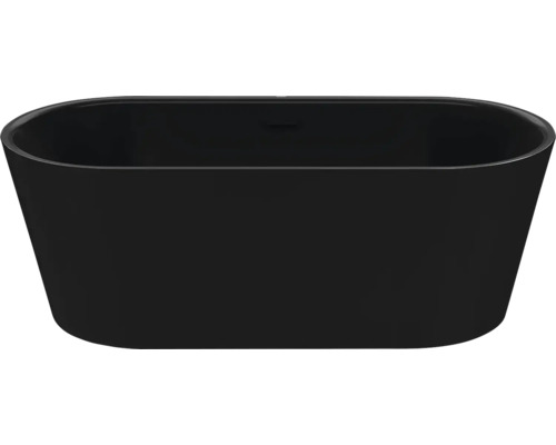 Freistehende Badewanne in ovaler Form, matt schwarz.